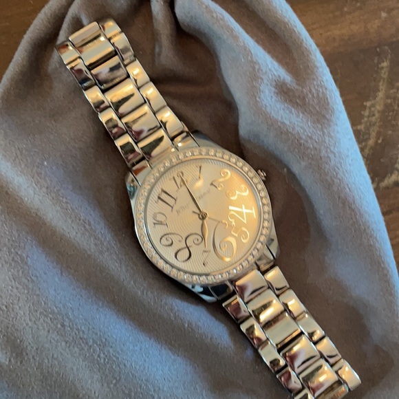 Betsy Johnson silver watch with rhinestones - Picture 2 of 2